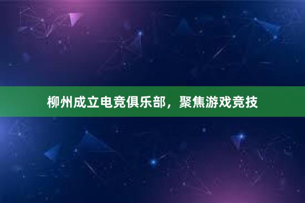 柳州成立电竞俱乐部，聚焦游戏竞技